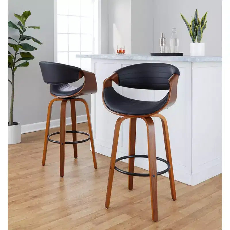 Set di 2 sgabelli da bar girevoli con schienale e braccioli, altezza seduta 76 cm, similpelle