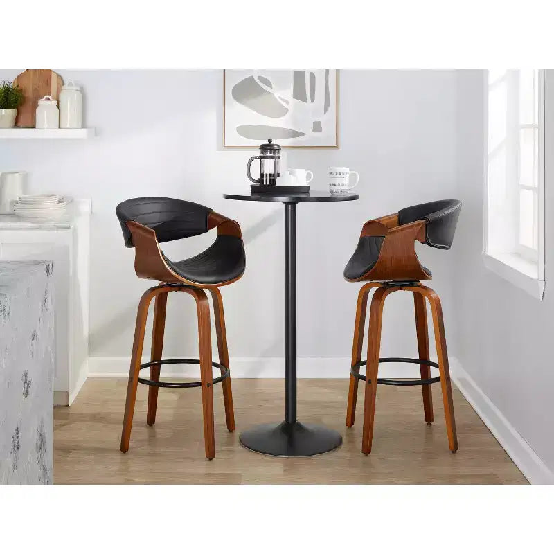 Set di 2 sgabelli da bar girevoli con schienale e braccioli, altezza seduta 76 cm, similpelle