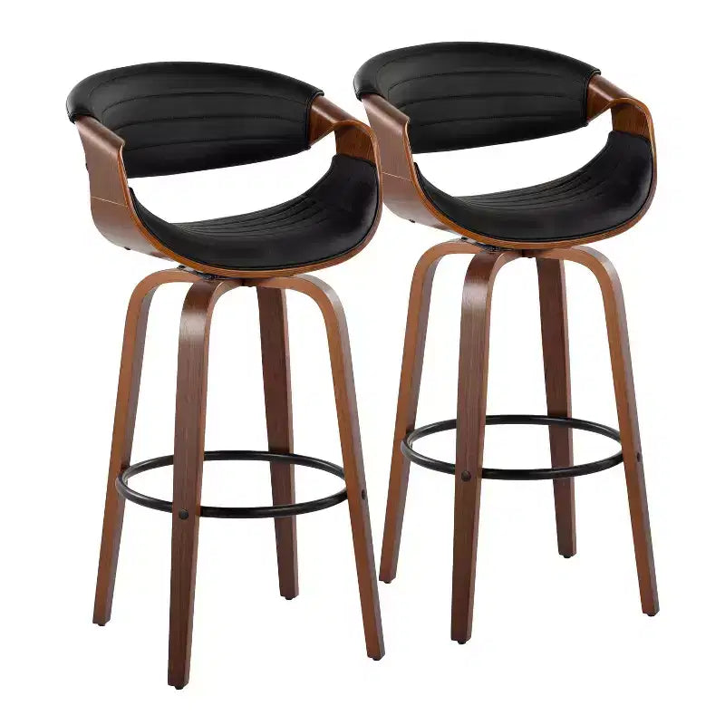 Set di 2 sgabelli da bar girevoli con schienale e braccioli, altezza seduta 76 cm, similpelle