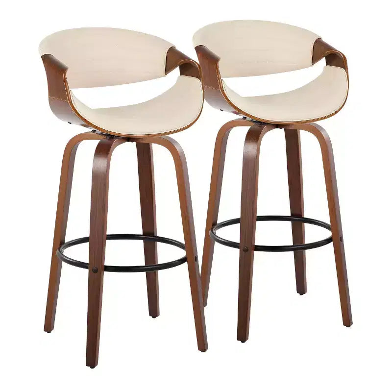 Set di 2 sgabelli da bar girevoli con schienale e braccioli, altezza seduta 76 cm, similpelle