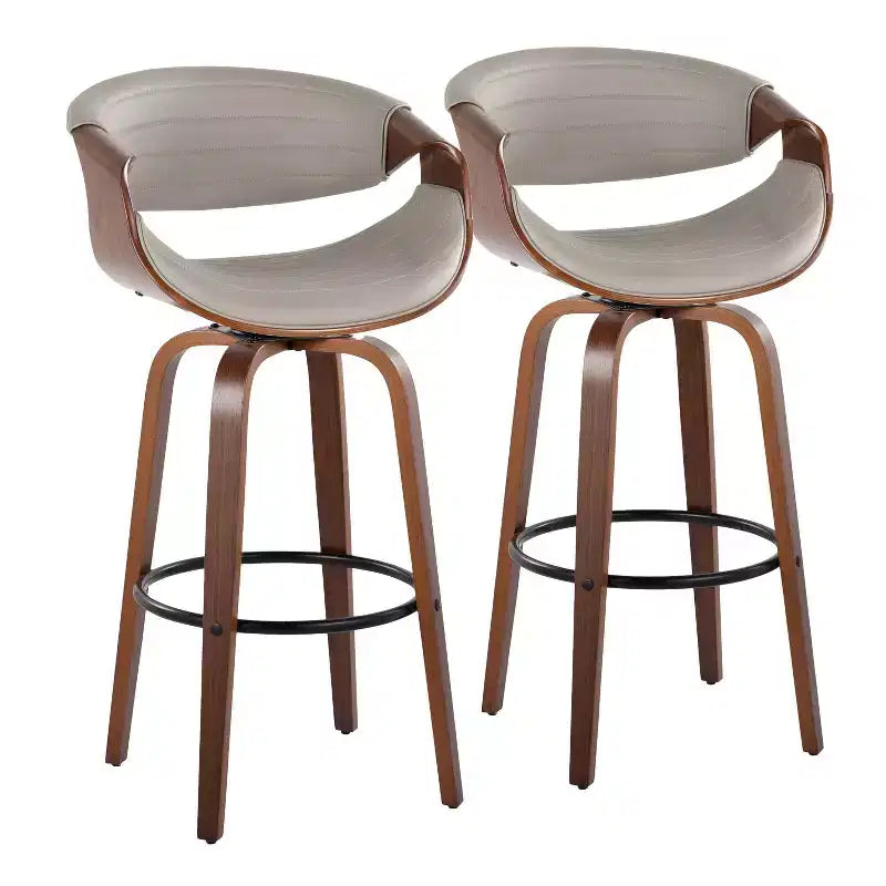 Set di 2 sgabelli da bar girevoli con schienale e braccioli, altezza seduta 76 cm, similpelle